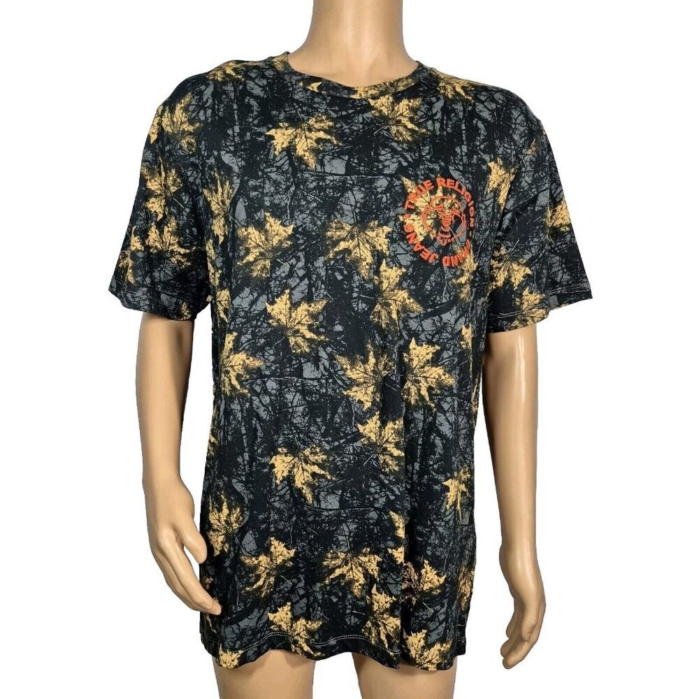 True Religion Jeans T-Shirt Logo Graphic Leaf Print Camo Mens Size 3XL NWT 45
